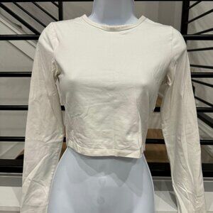 BP Cropped Long Sleeve Top - White - Small